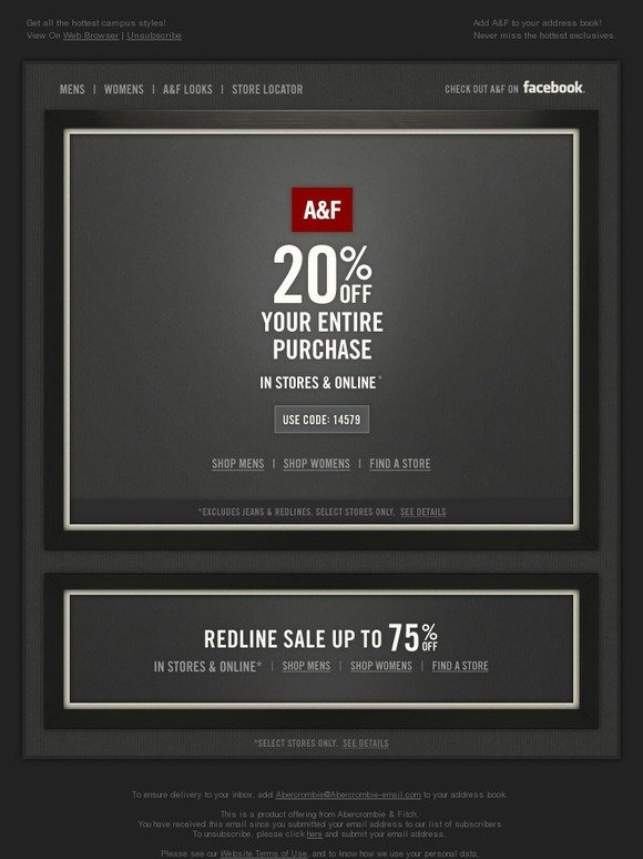 abercrombie & fitch coupon codes