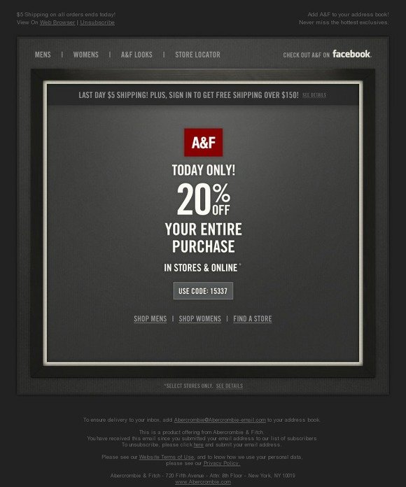 a&f free shipping