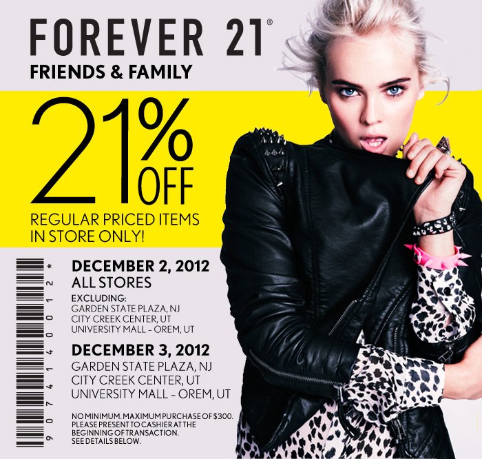 Forever 21 Friends Family 21 Off In Store Only Milled