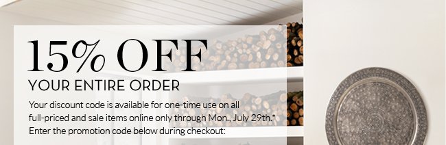 Pottery Barn: 15% off continues, just for you! | Milled