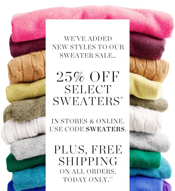 J.Crew: Sale news: new sweaters on sale & free shipping on all ...