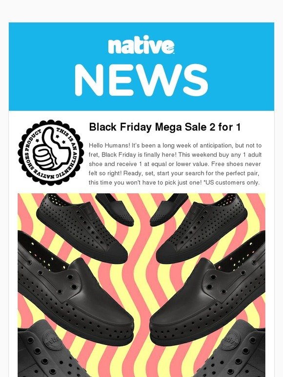 native shoes black friday sale
