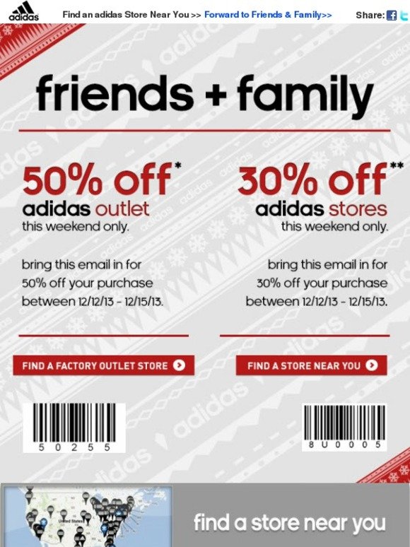 Adidas: 30-50% for Friends \u0026 Family! This weekend at adidas Stores. | Milled