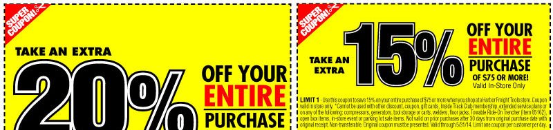 Harbor Freight Tools: Up to 20% off your Entire Purchase ...