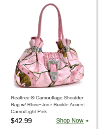 Realtree ® Camouflage Shoulder Bag w/ Rhinestone Buckle Accent - Camo/Light Pink