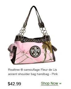 Real Tree ® camouflage Fleur de Lis accent shoulder bag handbag - Pink