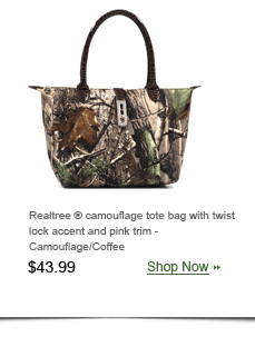 Realtree ® camouflage tote bag with twist lock accent and pink trim - Camouflage/Coffee