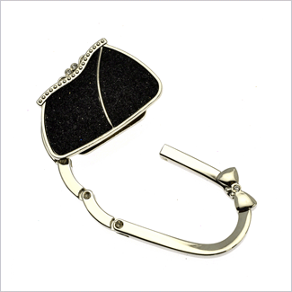 Free Trials + $4.99 Shipping Fee:Textured Metal Purse Shape Handbag Bag Purse Hanger Table Hook Black