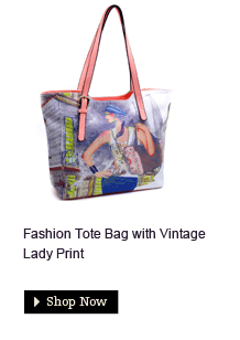 Fashion Tote Bag with Vintage Lady Print