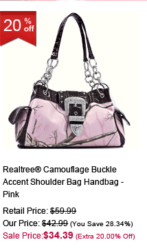 Realtree® Camouflage Buckle Accent Shoulder Bag Handbag - Pink