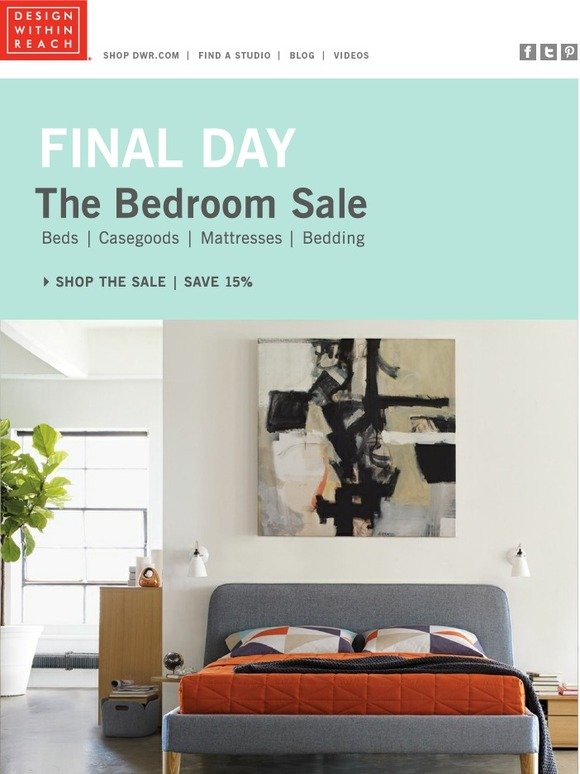 design within reach: bedroom sale ends at bedtime | milled