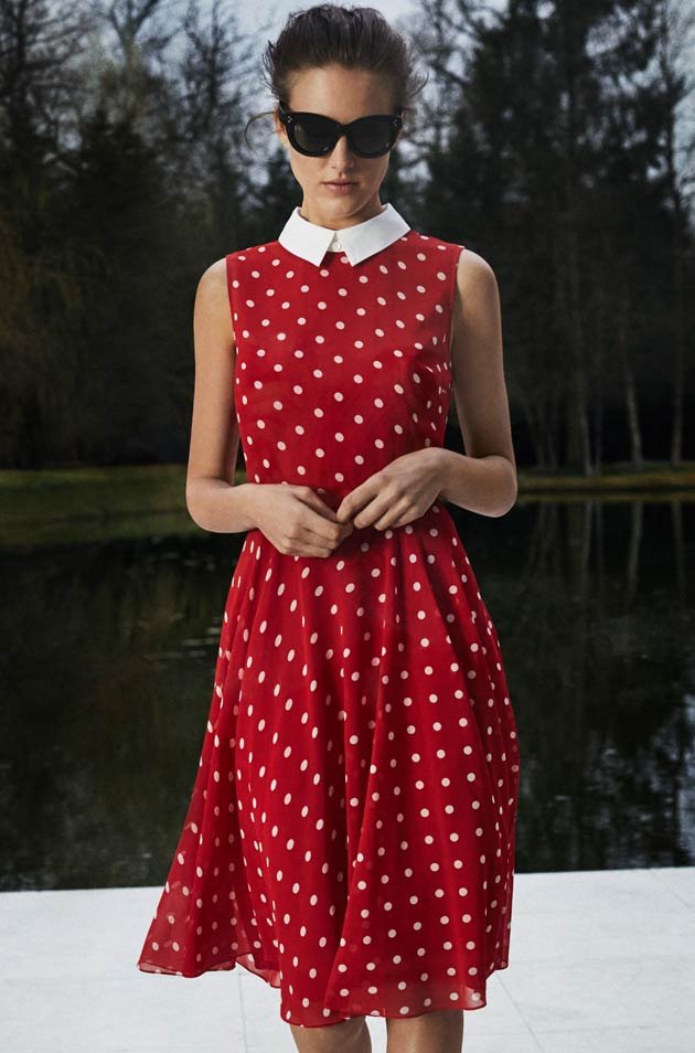 hobbs red polka dot dress
