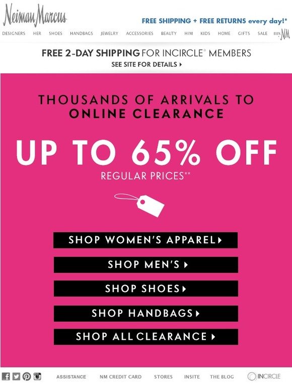 Neiman Marcus: Up to 65% off thousands of Designer Shoes, Handbags + More Clearance Arrivals ...