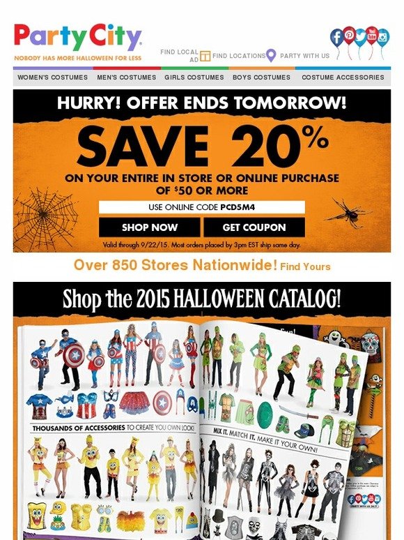 Party City: Save 20% + Shop Our Halloween Catalog! | Milled