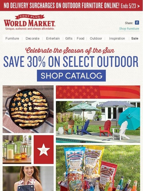Cost Plus World Market: Shop our NEW Catalog and Save 30% on Select Outdoor + Coupon. | Milled