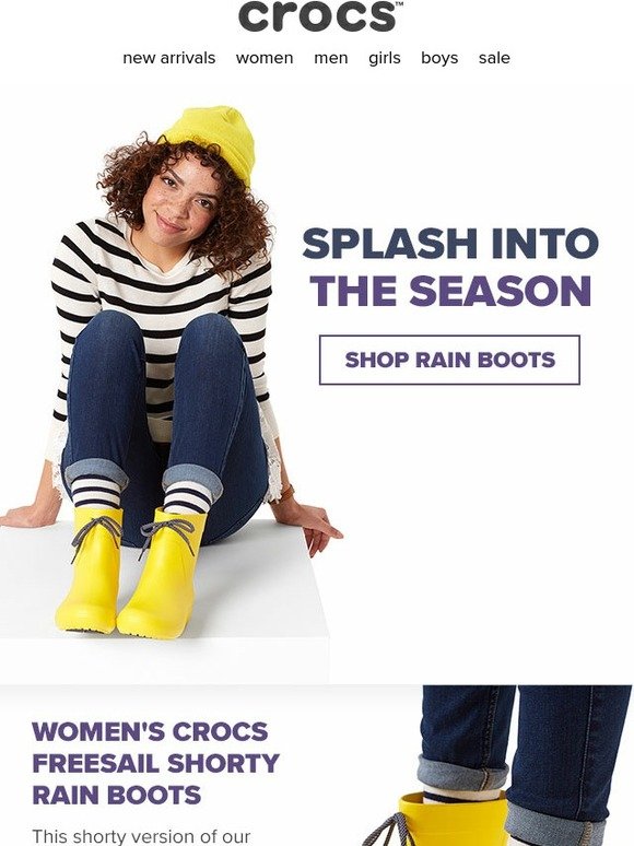 crocs women's freesail shorty rain boot