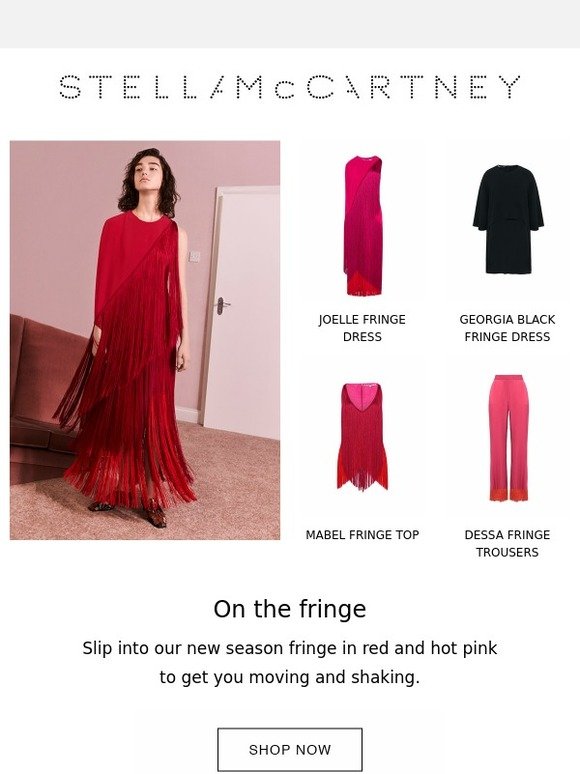 stella mccartney red fringe dress