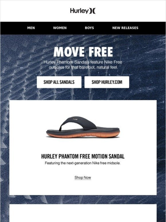 hurley phantom sandals with nike free technology