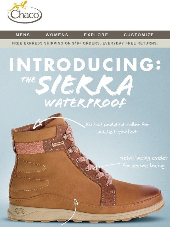 chaco women's sierra waterproof hiking boot
