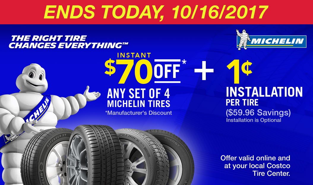 70 Off Any Set Of 4 Michelin Tires