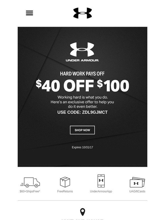 under armour 40 off