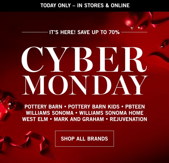 Pottery Barn Day Cyber Monday Premier Event 100s Of Deals Across Our Family Of Brands Milled