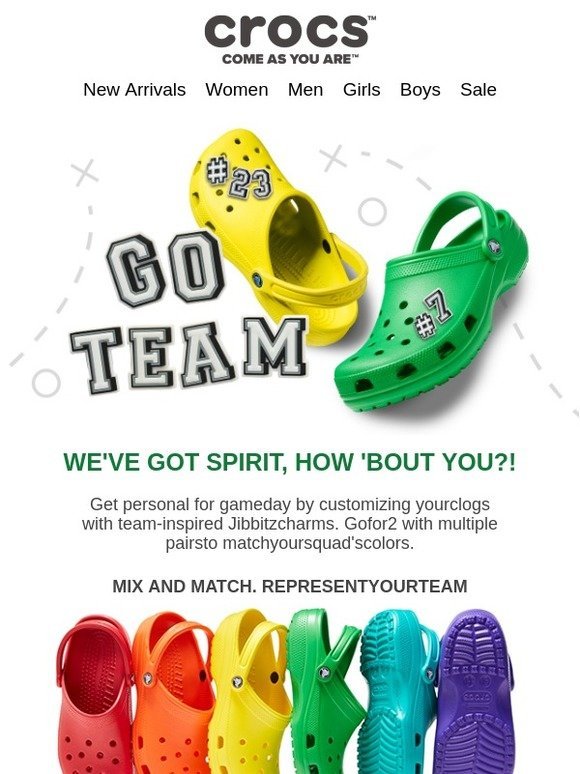 team-colored clogs personalized 