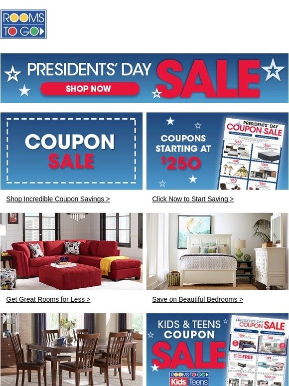 Rooms To Go: Presidents’ Day Coupons & Sale! Plus, Special Financing. | Milled