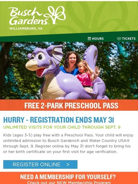 Busch Gardens Get Your Child S Free Preschool Pass Today Milled