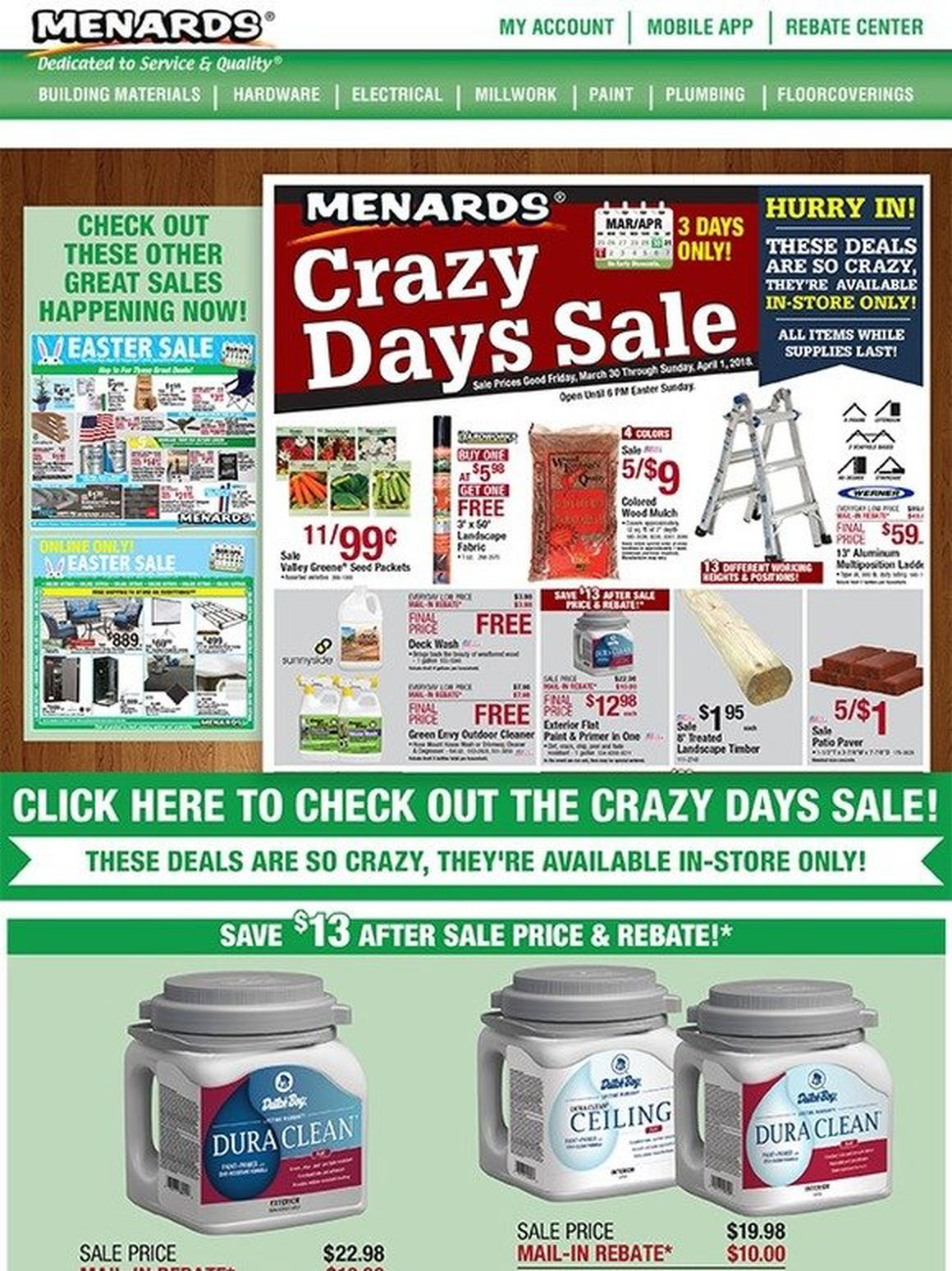 Menards: Crazy Days Sale Happening Now! | Milled