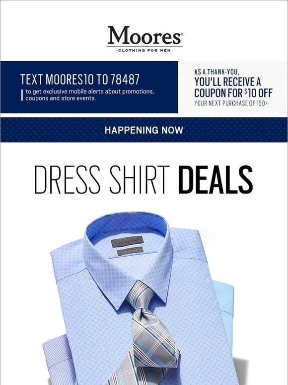 Moores Clothing: $49.99 Dress Shirts 