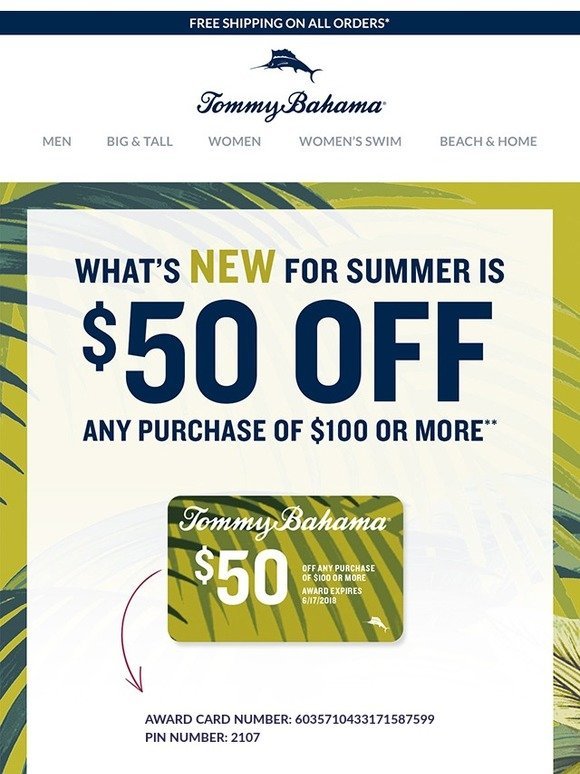 tommy bahama $50 gift card Shop 