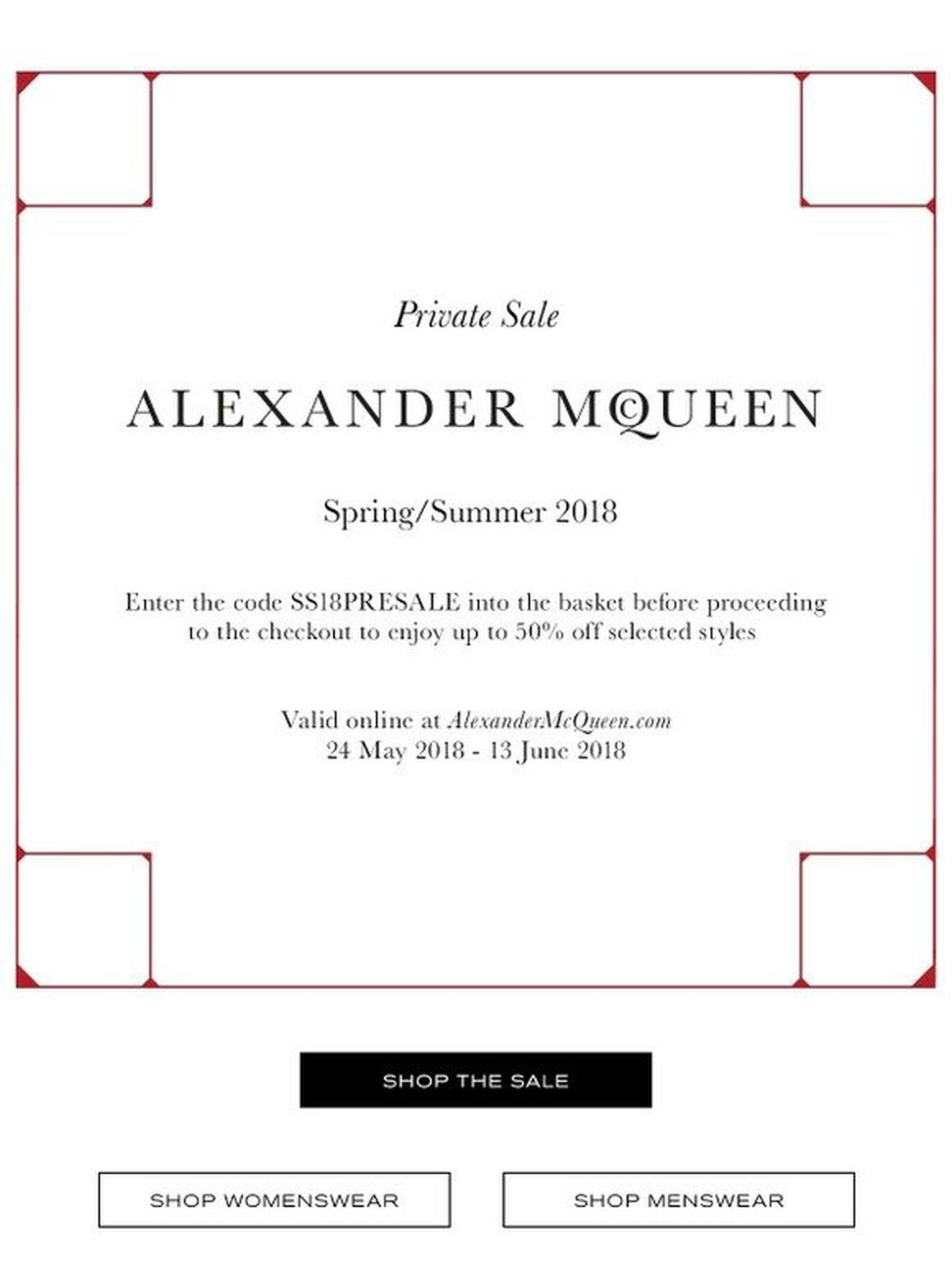 Alexander McQueen UK: PRIVATE SALE 