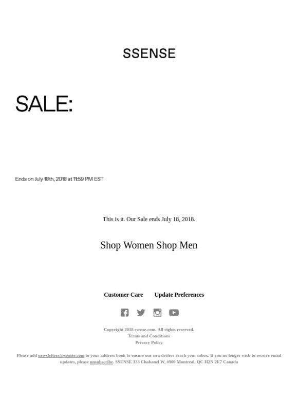 ssense fall sale 2018