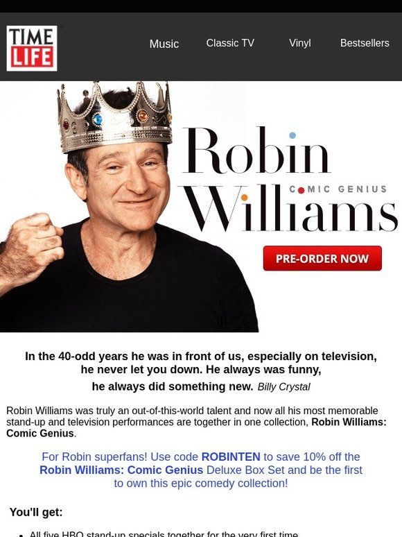 TimeLife.com: Exclusive 10% Discount for Robin Williams ...