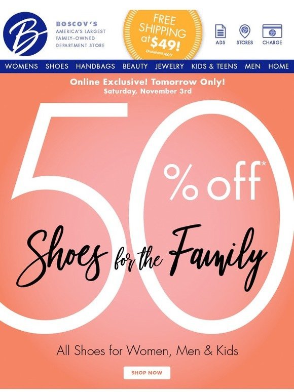 Saturday Only - Shop Our Shoe Sale 