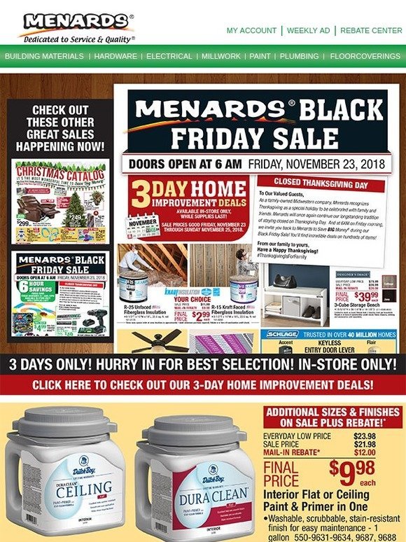 Menards: BLACK FRIDAY | 3-Day Home Improvement Deals | Milled