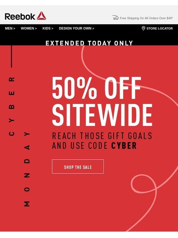 Reebok: ⏩ 50% OFF Cyber Monday EXTENDED 