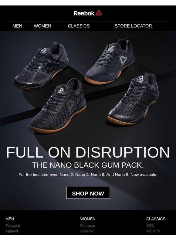 reebok nano 8 black gum
