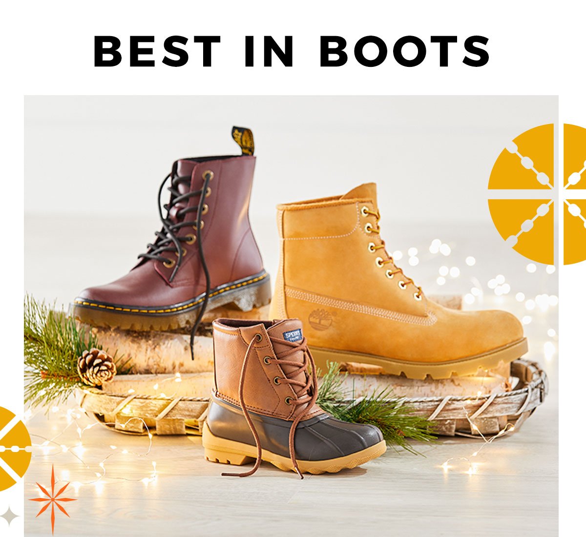 Give Merry with Timberland, Dr. Martens 