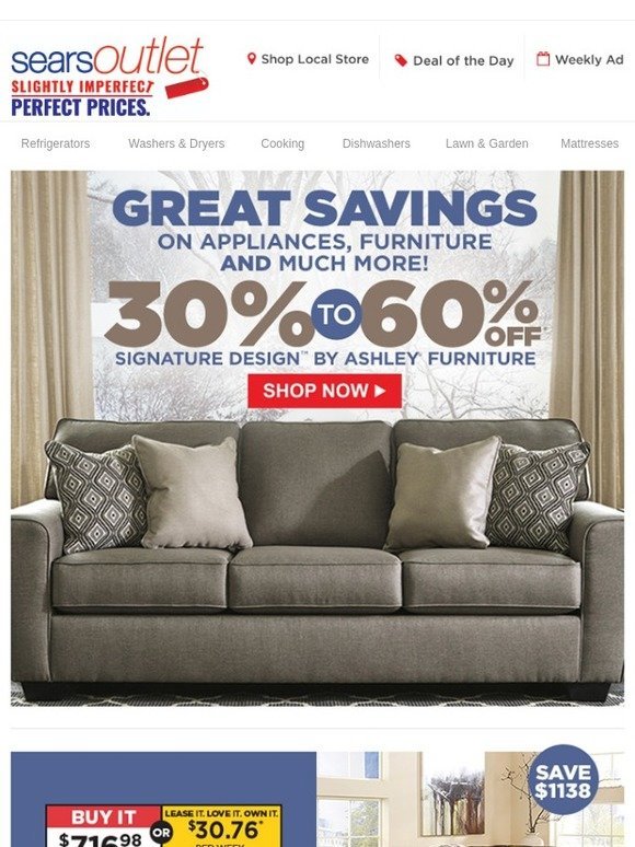 Sears Outlet Save Big On Ashley Furniture Milled