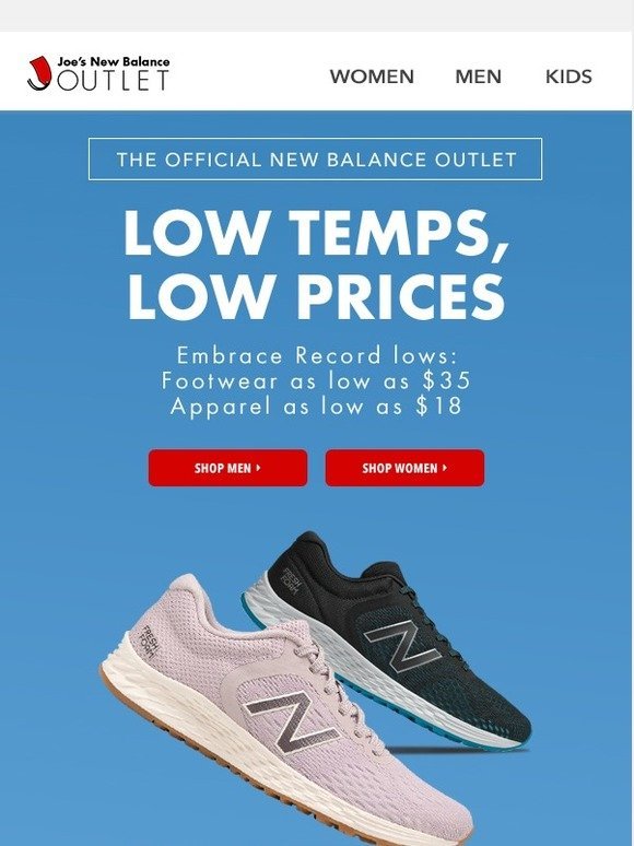NB Apparel from $18 (sneakers from $35 