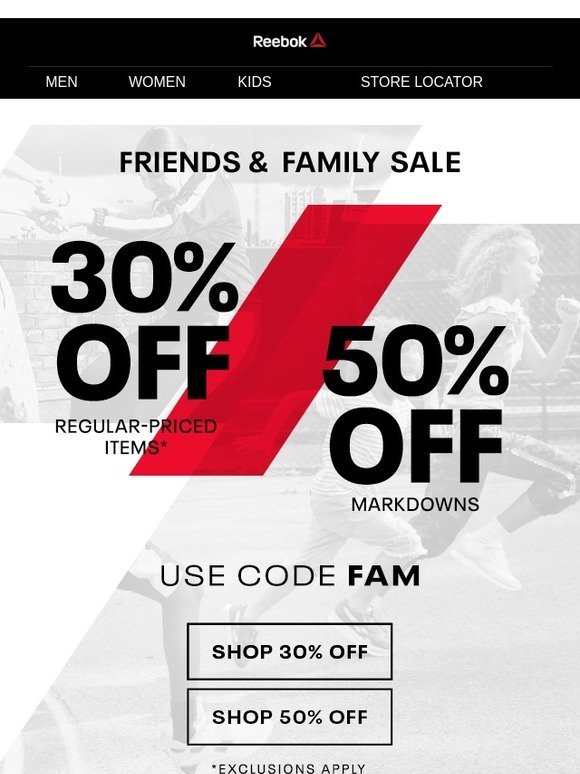 reebok friends and family 2018