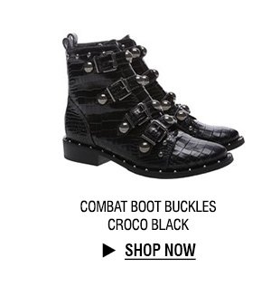 combat boot buckles croco black