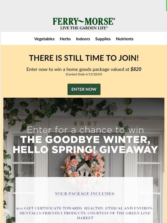 Ferry Morse Home Gardening Spring Home Goods Giveaway Say