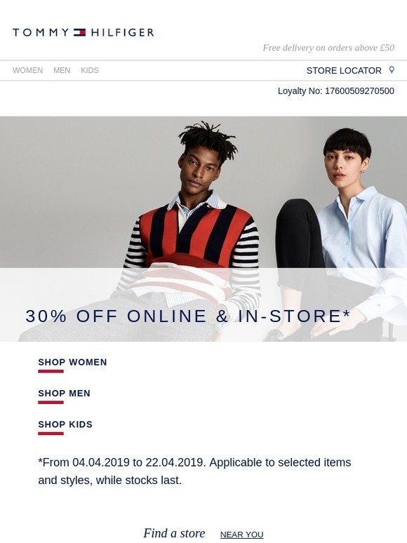 tommy hilfiger free delivery code