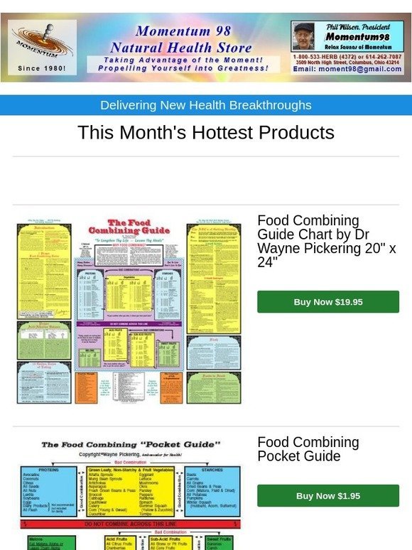 Wayne Pickering Food Combining Chart