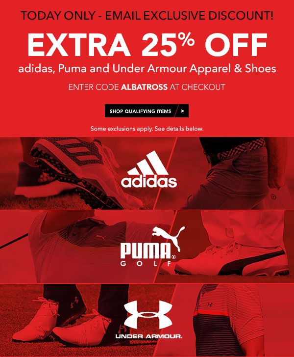 Extra 25% off adidas, Puma 