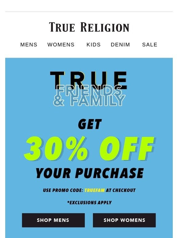 true religion discount code