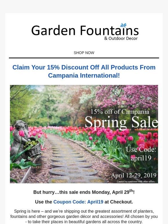 Direct Garden Decor Garden Fountains Com Email Newsletters Shop